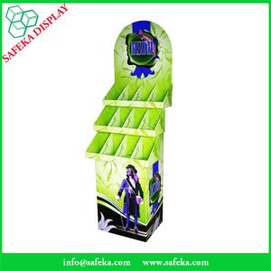 paper material hook display 4 tier floor display stand corrugated pegboard