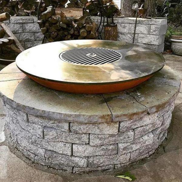 Camping Outdoor Corten Steel Garden Fireplace Fire Pit And Bbq Barbecue Grill