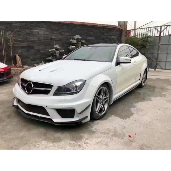 For Mercedes W204 C63 Body Kit W204 Upgraded Black Series Style Front and Rear Bumper Hood Widebody Kit