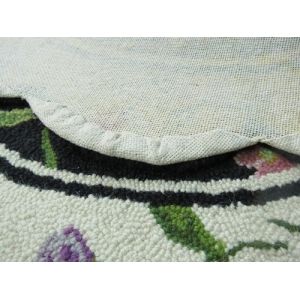 Jute Cloth An-ti Slip Backing Handtufted Wool Flower Carpet & Rug Circle Rug