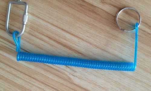 Buy Custom OEM Simple Stretchable Platic Coil Key Ring w/Rectangle Connector Ring at wholesale prices