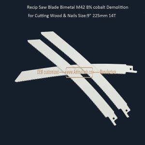 Recip Saw Blade Bimetal M42 8% cobalt Demolition for Cutting Wood & Nails 9"