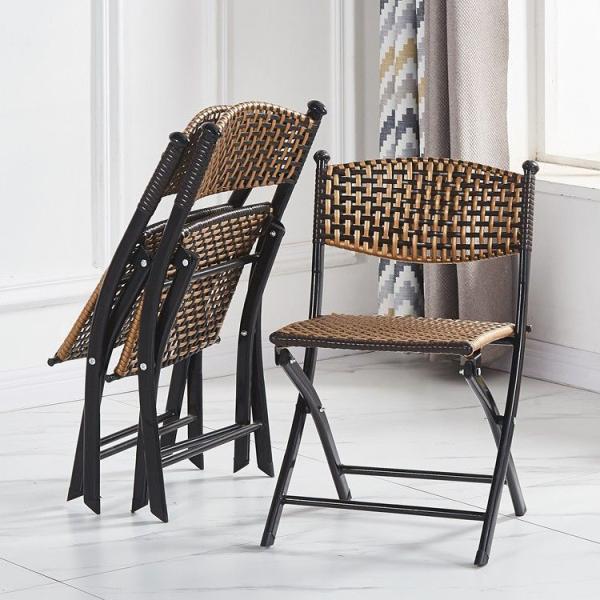 Outdoor Metal Woven Pe Artificial Rattan Folding Chair for School Party Banquet Event