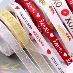 Quality Print Christmas Gift Ribbon Decoration Roll Craft Decor Wire Festival Grosgrain With Wire Edged Satin Ribbon for sale