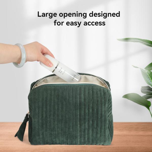 Travel Custom Cosmetic Bag Velvet Makeup Pouch Small 10.2X4.7X6.3"