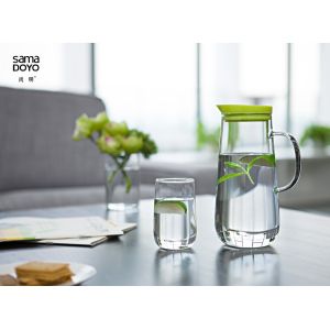 1250ml Sustainable Glass Water Pitcher Kettle Jug With Lid ODM