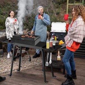 2-3Kg Universal Portable Folding Grill Table with Caster Wheels and Double Side