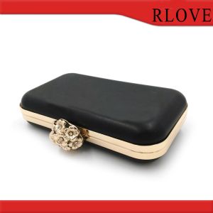 Rectangle shape plastic box clutch purse bag metal frame with light gold