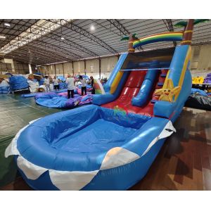 Commercial Grade PVC Inflatable Water Slide Combo With Pool