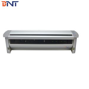 silver multimedia flip up desk socket double UK power with touch press switch