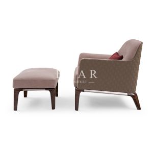 Wooden Leisure Living Room Modern Arm Chair with Ottoman