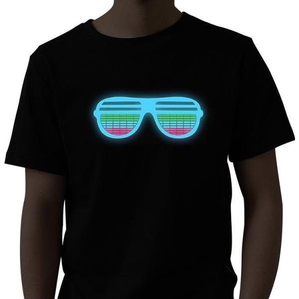 Buy Luminous Sound Activated LED T Shirt Flashing Black Short Sleeve at wholesale prices