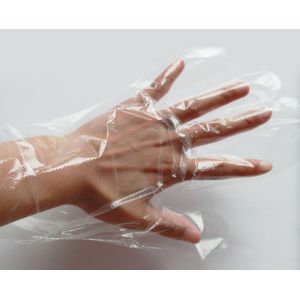 Practical high quality transparent disposable hdpe vinyl pe glove thickened