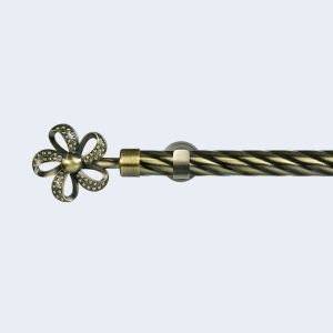 Anti-Brass Beaded Flower Finial Iron Material 3-Meter Twisted Curtain Rod With Accessories