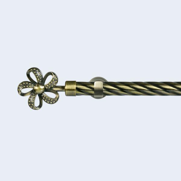 Buy Anti-Brass Beaded Flower Finial Iron Material 3-Meter Twisted Curtain Rod With Accessories at wholesale prices