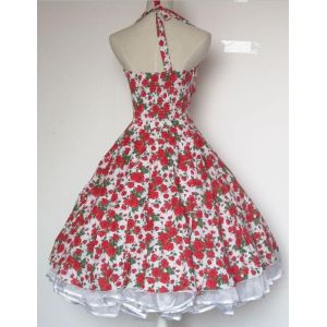 Cotton Print Floral Vintage Swing Dress , Midi Evening Dresses For Dating