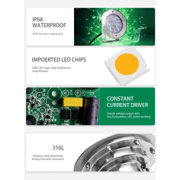 DC 24V 9W DMX512 Pin Type Bulb Waterproof IP68 SS316L Material RGB Switch Control