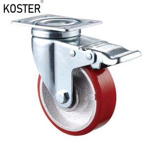 12*8.2mm Hole Distance Rotating Wheel Medium Duty M8 Thread Screw PU Swivel