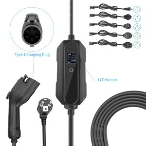 China J1772 Type 1 Schuko EV Charger 1 Phase 230V With LED Screen on sale