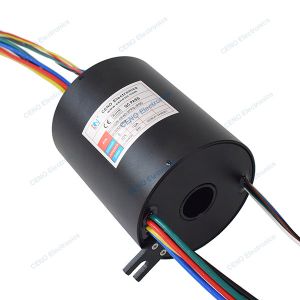 Through bore slip ring configured electric power rotary joint for industry