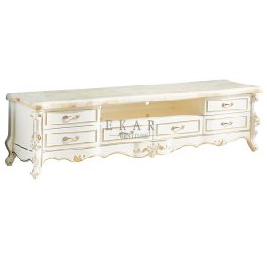 Classic Marble Top Living Room Furniture White Tv Stand