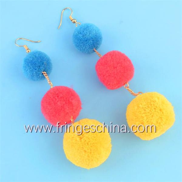 Fashion Bohemian Colorful Pom Pom Long Drop Earrings For Women Party Jewelry Accessories