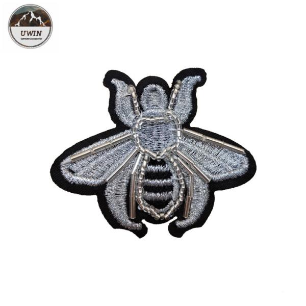 Buy Iron On Backing Beaded Applique Patches With Bee / Heart Lollipop Shape at wholesale prices