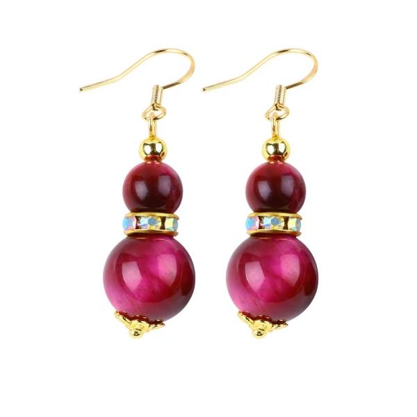 Buy 10mm Gemstone Beaded Hanging Quartz Crystal Earrings OEM ODM at wholesale prices