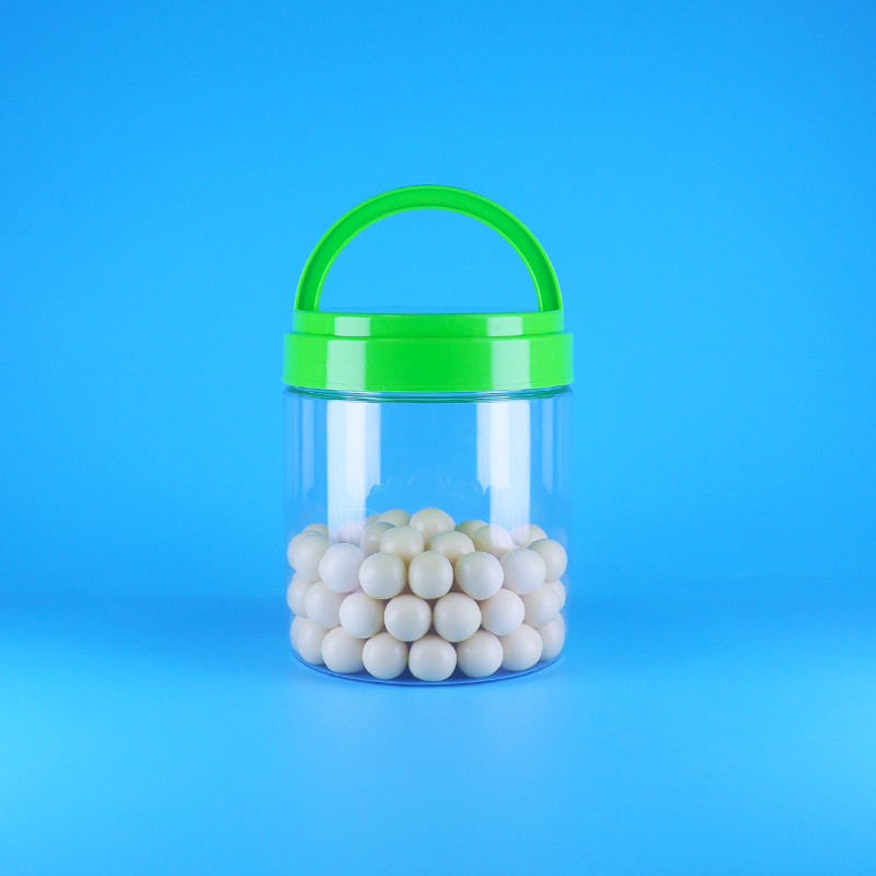 Quality Bpa Free Screw Handle Lid Sealable Empty Plastic PET Clear Round Peanut Butter Jar for sale