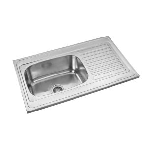 Bright Polish Double Bowl Kitchen Sink With Single Drainboard