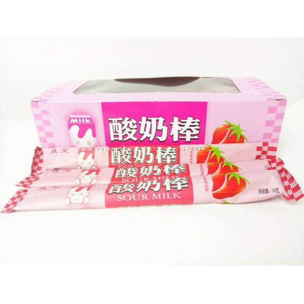 Buy Strawberry Flavor Yogurt Sticks Candy / Fruit Chewy Candy Sweet And Sour at wholesale prices