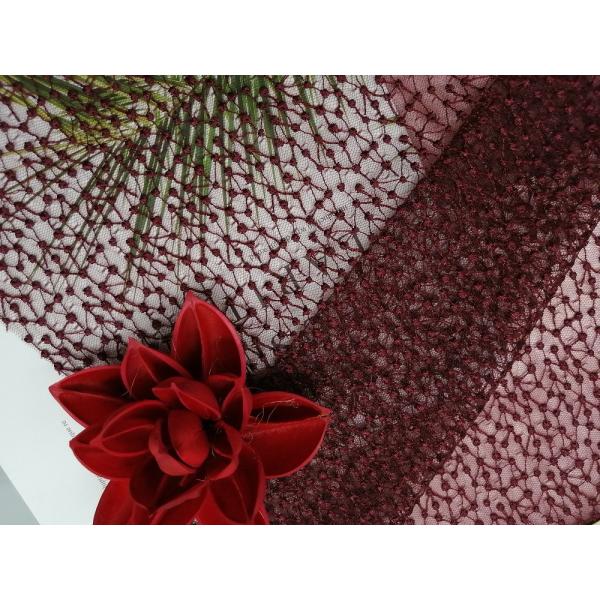 Buy Bedding Articles Mesh Embroidered Wine Red Polka Dot Tulle Fabric at wholesale prices