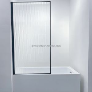 Flat Tempered Glass French Door Fixed Shower Screen with Elegant Design and