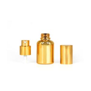 Empty Electroplating Gold Glass Beautiful Perfume Bottles With Sprayer Pump