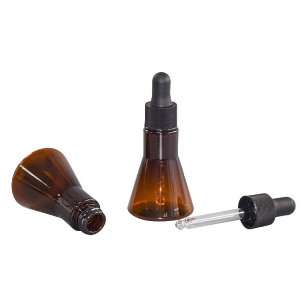20ml Brown PET Dropper Bottle Skincare Essence / Serum Cosmetic Packaging