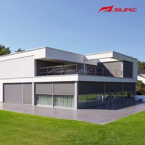 Quality Integrated Windproof Roller Blinds Facade Sunshade Motorized Roller Shades for sale