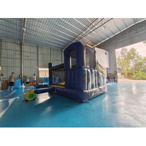 Fireproof Commercial Inflatable Bouncer Moonwalk Cartoon Theme With Rotary Slide