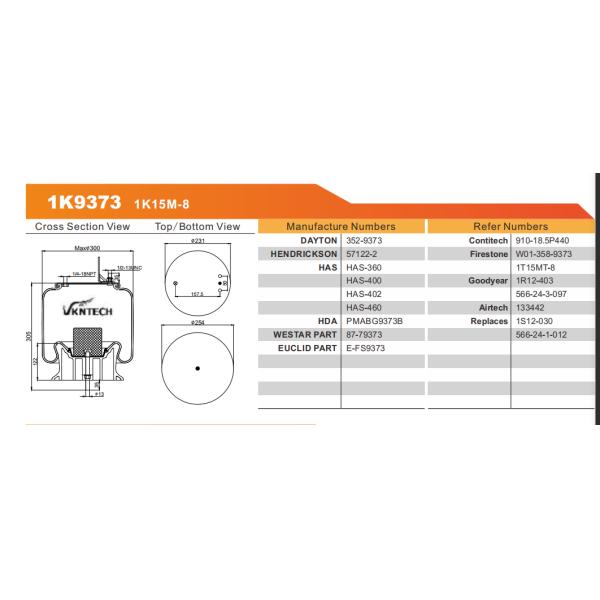 DAYTON 352-9373 Contitech 910-18.5P440 HENDRICKSON 57122-2 Firestone W01-358-9373 HAS HAS-360 1T15MT-8 HAS-400 Goodyear 1R12-403 HAS-402 566-24-3-097
