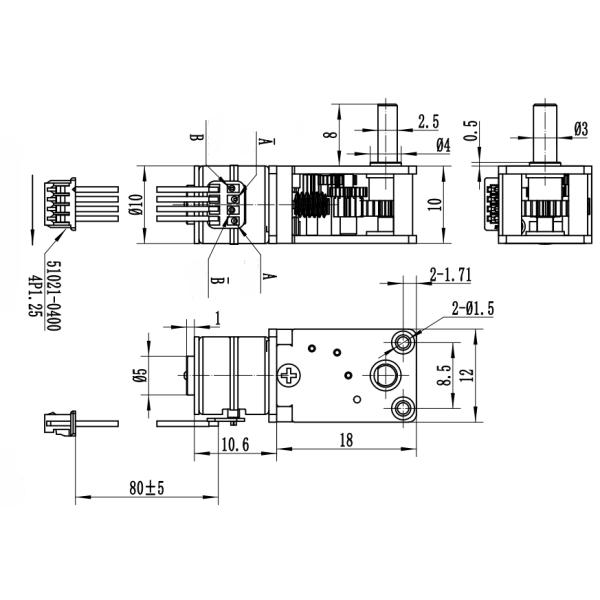 10mm Diameter Stepper Motor With Gearbox, Optional Gear Ratio