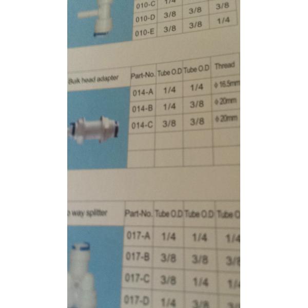 Buik Head Adapter Push To Connect Water Fittings 16.5mm Thread