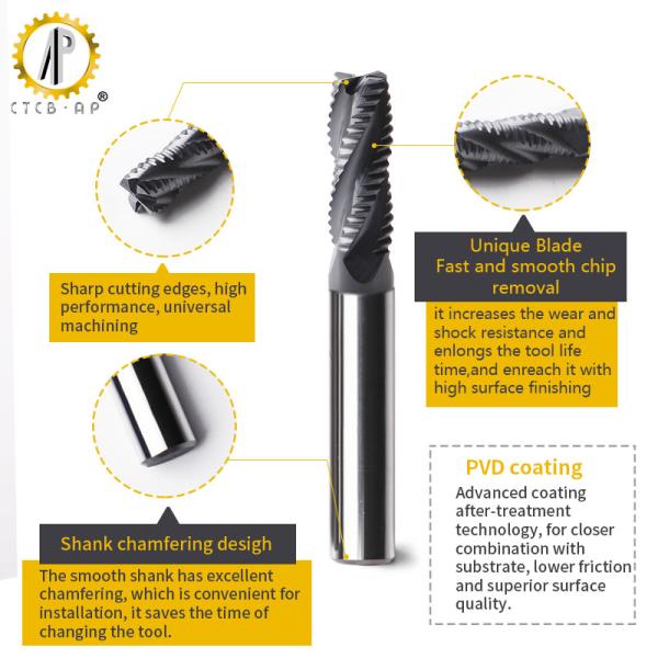 Tungsten Carbide Roughing Milling Cutter HRC58 PVD Coating
