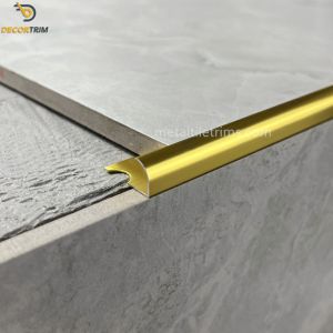 Quality 10x2500mm Aluminium Tile Trim High Gloss Gold Marble Bullnose External for sale