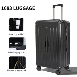 1683Convenient Travel Companion Aluminum Suitcase with 4 Wheels and Telescopic