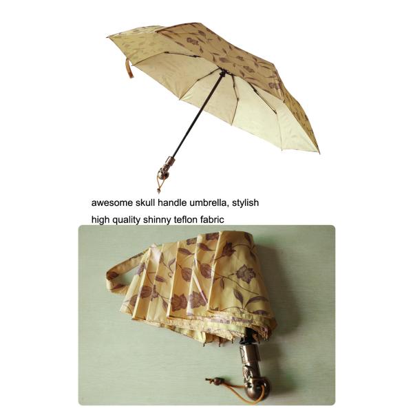 Shinny Skull Handle Foldable Windproof Umbrella For Men