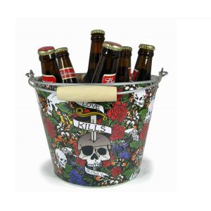 Quality CMYK Tin Ice Bucket Tongs , Galvanized Beer Bucket 5L Volume for sale