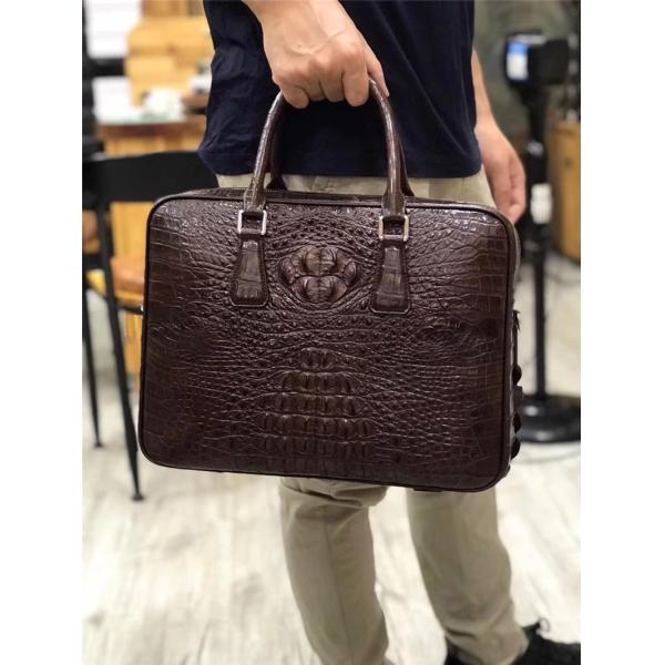 Exotic Real Crocodile Skin Zipper Closure Businessmen Laptop Briefcase Shoulder Bag Genuine Alligator Leather Male Purse