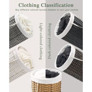 Large Laundry Hamper Laundry Basket Round Handwoven Wicker Laundry Baskets