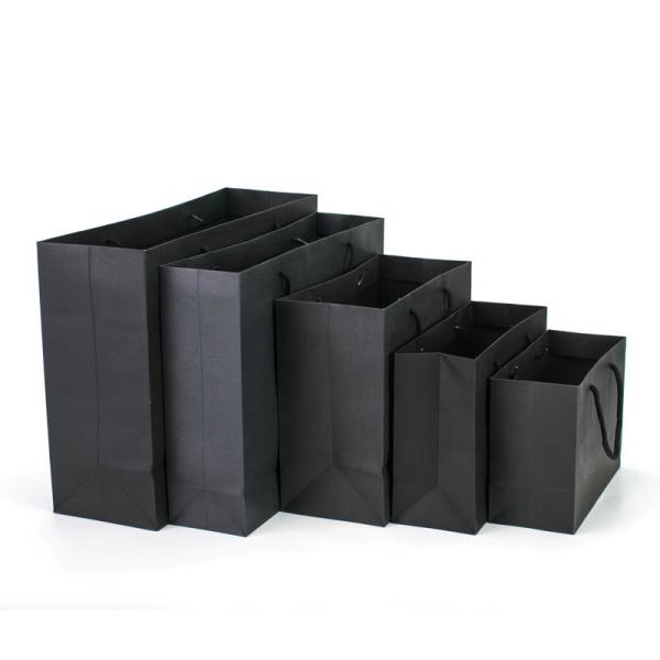 Buy Personalized Printed Cardboard Bags With Handles , Black Paper Carrier Bags at wholesale prices