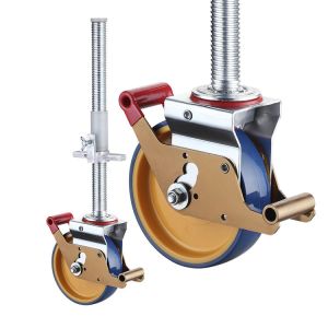 125mm PU Adjustable Scaffold Wheels , 600kg Capacity Caster Wheel Scaffolding