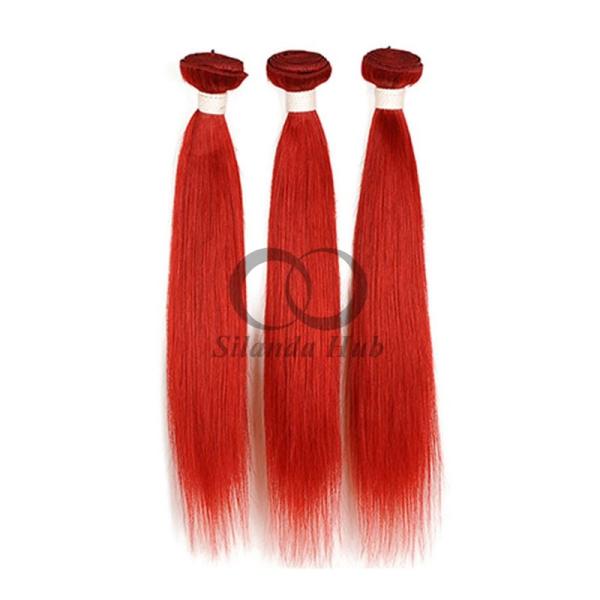 Red Straight Remy Human Hair Bundles Sew In Weave Bundles Brazilian Bundle Deals